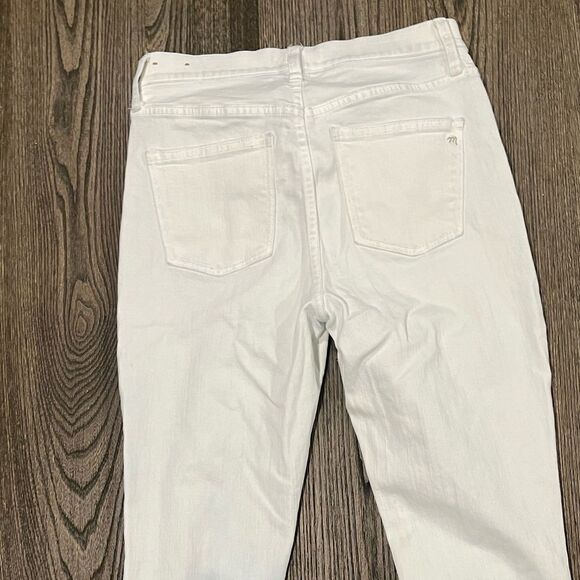 Madwell 9" High Rise Skinny Crop Jeans Distressed Denim White Size 27 - Picture 11 of 12